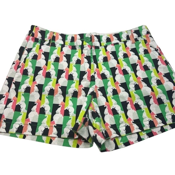 crown & ivy Pants - CROWN & IVY Bright Multicolor Elephant Print High-Rise 11" Shorts Women Size 12